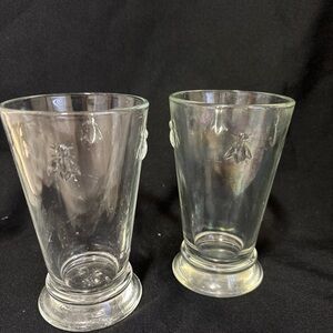 2 La Rochere Napoleon Bee Old Fashioned Tea Glass Highball France 10.5 oz 5.5"